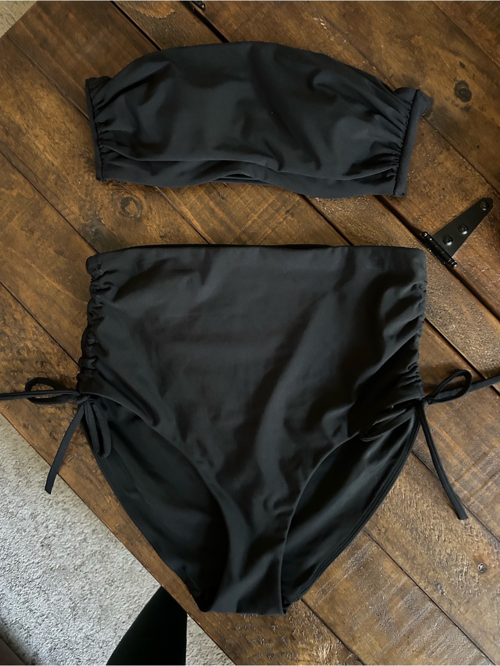 CALIA by Carrie Underwood Black Strapless Bandeau High-Waist Bikini